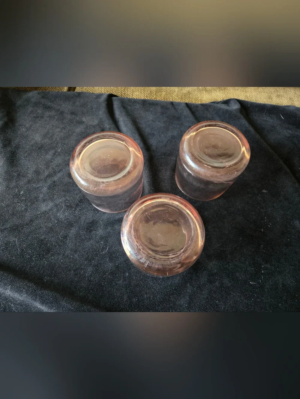 Set of 3 Pink Peach Tinted Glass Tumblers - Home Dining